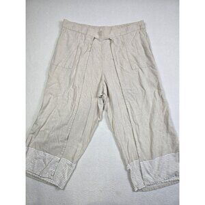 Pure J Jill Womens Linen Blend Cropped Pants With Striped Hem XL